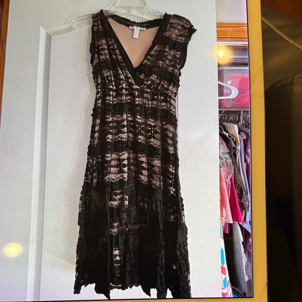 Marie Gabrielle Chic Black and Cream Lace Dress